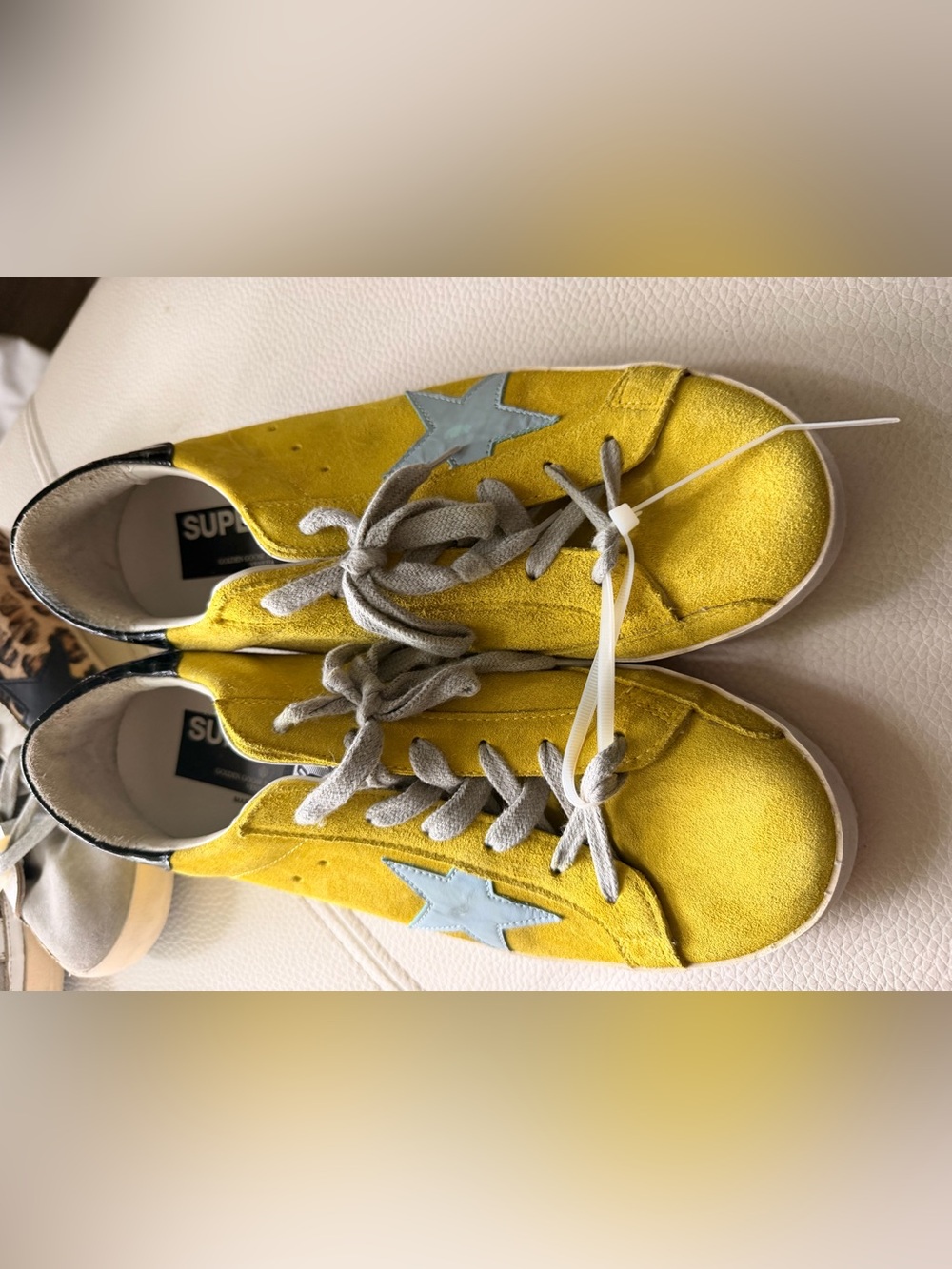 Golden Goose Yellow Suede Sneakers with Light Gray Star